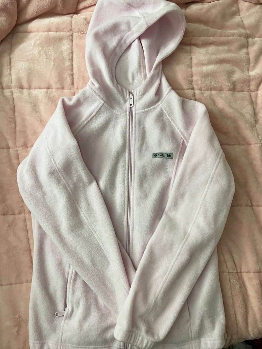 BNWOT Columbia Pale Pink Hooded Fleece Jacket